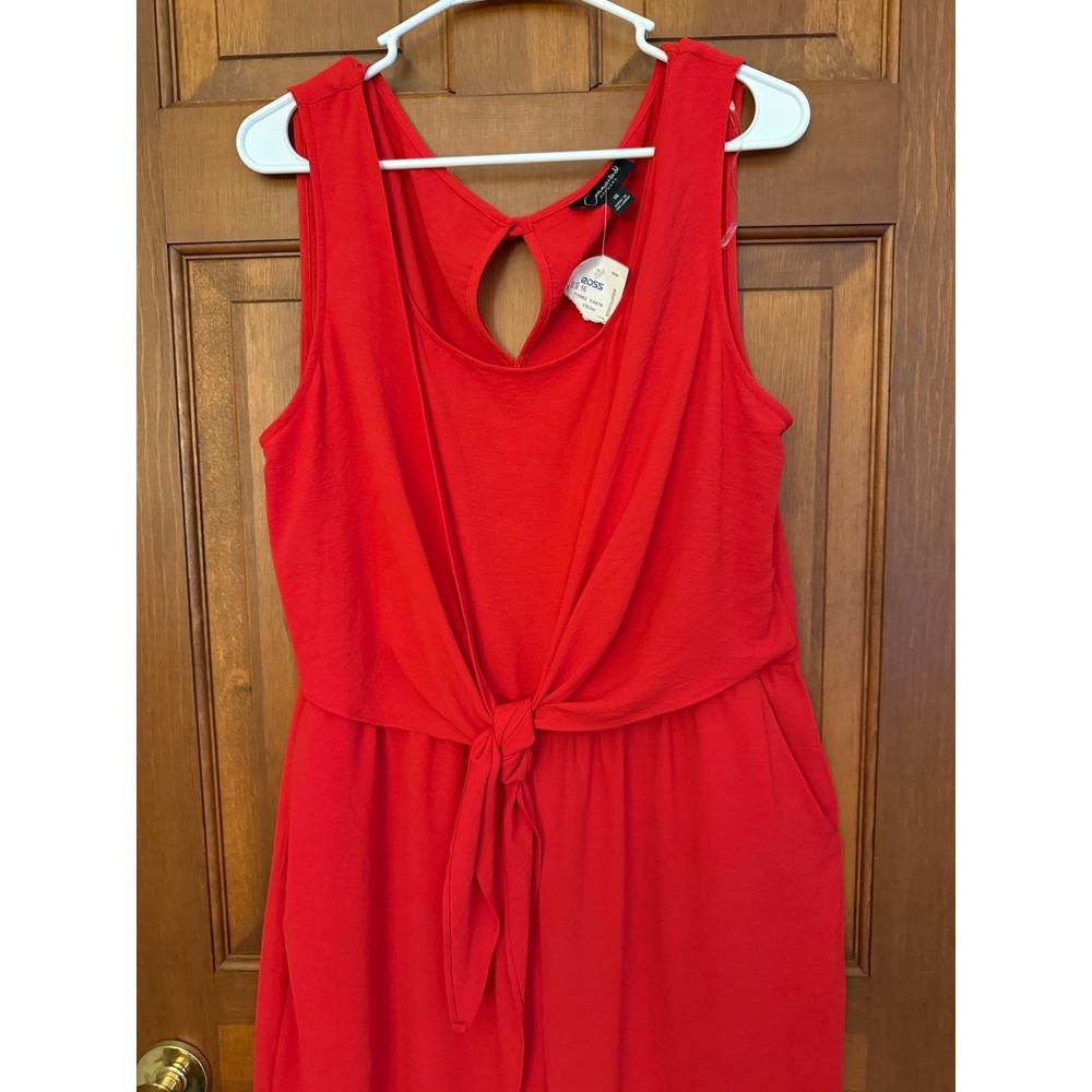Connected Apparel Jumpsuit Womens Size 16 Red Sleeveless One-Piece Holiday Party - Picture 2 of 13